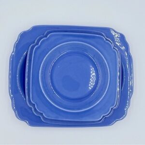 Vintage Homer Laughlin Century Shaped Mauve Blue 3pc Set